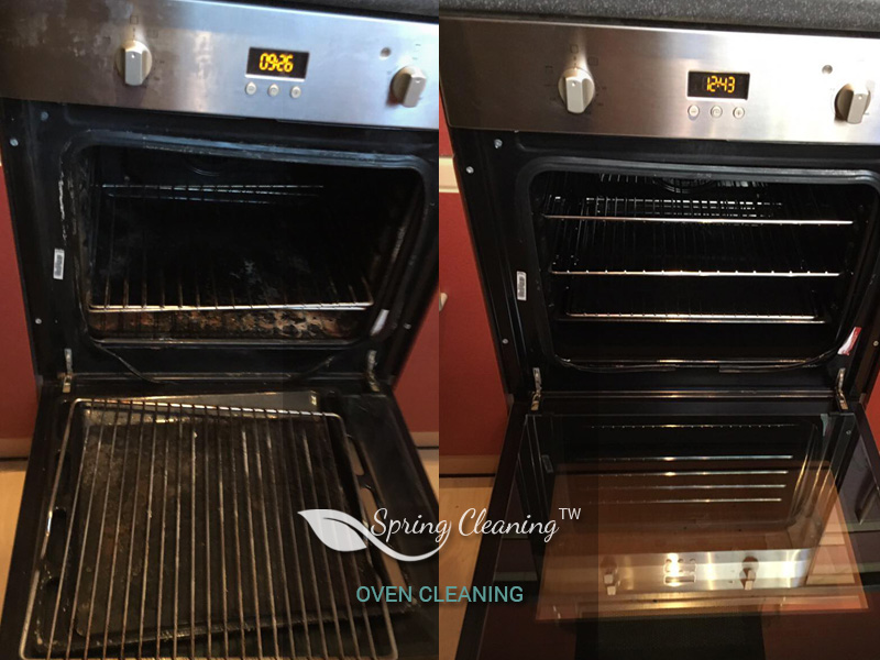 Clean oven door and racks